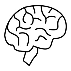 Brain Vector Outline Icon Isolated On White Background