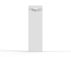 Milk, juice and coconut water carton packaging box, mock up template on isolated white background. 3d illustration