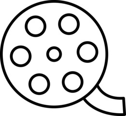 Fototapeta premium Film Roll Vector Outline Icon Isolated On White Background
