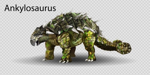 Vector realistic Ankylosaurus Dinosaur Of Jurassic Period, Prehistoric Extinct Giant Reptile. Dinosaur vector illustration suitable for education and any related graphic design project