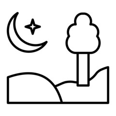 Night Vector Outline Icon Isolated On White Background