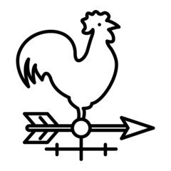 Weathercock Vector Outline Icon Isolated On White Background