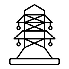 Electric Tower Vector Outline Icon Isolated On White Background