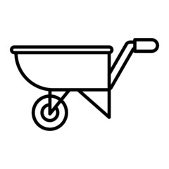 Wheelbarrow Vector Outline Icon Isolated On White Background