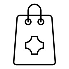 Shopping Bag Vector Outline Icon Isolated On White Background