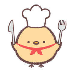 ヒヨコのコックさんとナイフとフォーク