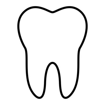 Tooth Vector Outline Icon Isolated On White Background