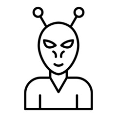 Alien Vector Outline Icon Isolated On White Background