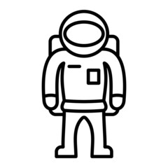Astronaut Vector Outline Icon Isolated On White Background