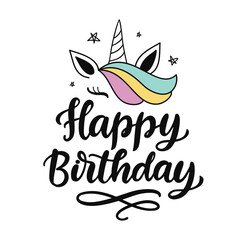 Happy Birthday cute hand written lettering