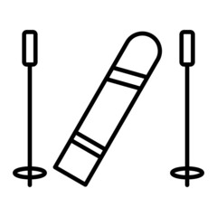 Ski Vector Outline Icon Isolated On White Background