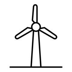 Wind Turbine Vector Outline Icon Isolated On White Background