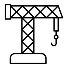 Crane Vector Outline Icon Isolated On White Background