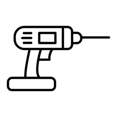 Drill Vector Outline Icon Isolated On White Background