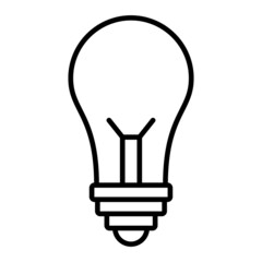 Light Bulb Vector Outline Icon Isolated On White Background