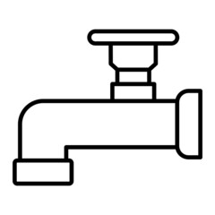 Faucet Vector Outline Icon Isolated On White Background