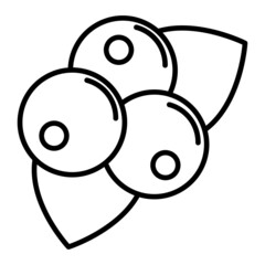 Black Berries Vector Outline Icon Isolated On White Background