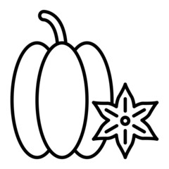 Carambola Vector Outline Icon Isolated On White Background