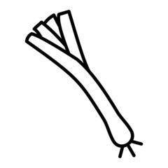 Leek Vector Outline Icon Isolated On White Background