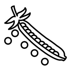 Peas Vector Outline Icon Isolated On White Background