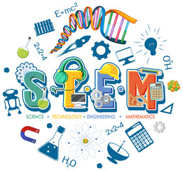 STEM education logo with icon ornament elements © GraphicsRF