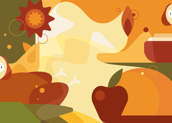 Abstract Thanksgiving banner. Holiday postcard design in flat style.