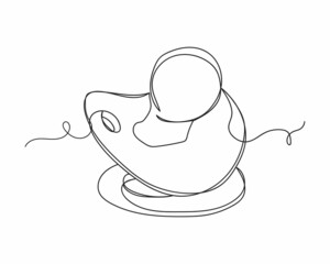 Continuous one line drawing of baby pacifier in silhouette on a white background. Linear stylized.Minimalist.