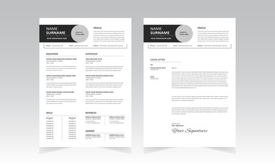 full editable resume or cv design template with cover letter template.