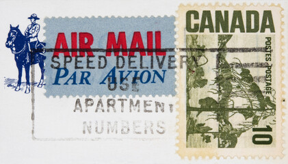 vintage retro alt old briefmarke stamp gestempelt used frankiert cancel slogan amerika america...