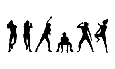 Obraz premium Ladies Fitness Workout and Dance Silhouette Set