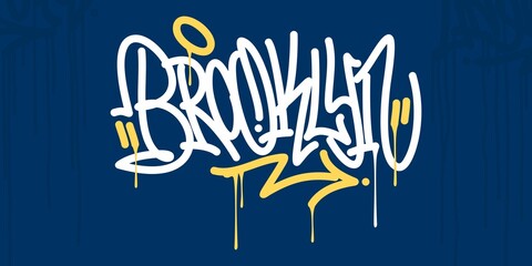 Abstract Hip Hop Hand Written Urban Street Art Graffiti Style Word Brooklin Vector Illustration Art © Anton Kustsinski