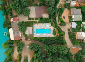 Fototapeta na wymiar Area of cottage with water pool in luxury premium area. Concept Building and selling suburban real estate. 