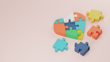 Naklejka premium 3d life and love puzzle concept illusration premium image