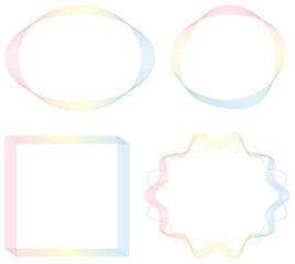 背景素材 複数の細い線で描いたラインアートのお洒落なフレーム デザイン イラスト セット ベクター