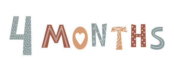 Four month baby lettering in Scandinavian style
