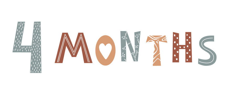 Four month baby lettering in Scandinavian style