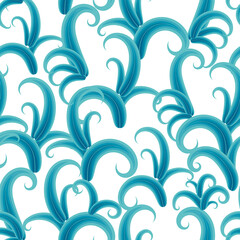 Seamless white background with abstract blue pattern.