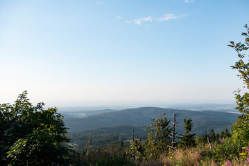 Landscape scene in summer. Wide view from Feldberg Hochtaunus.