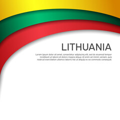 Abstract waving lithuania flag. Paper cut style. Creative background for design of patriotic holiday card. National poster. State lithuanian patriotic cover, flyer. Vector tricolor design
