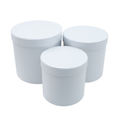 set of three white tube boxes isolated on white background