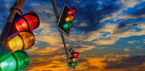 Traffic lights over urban intersection
