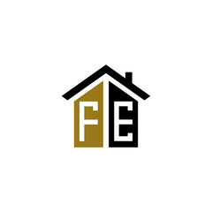 fe initial home logo design vector icon