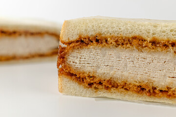 Tonkatsu sandwich on a white background