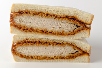 Tonkatsu sandwich on a white background
