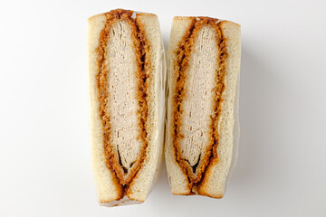 Tonkatsu sandwich on a white background