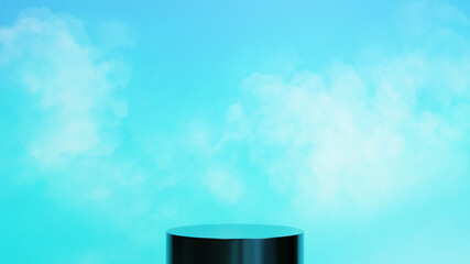 3D rendering of Podium for displaying products, face creams and perfumes background. Mockup for show product.