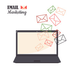 Email marketing in laptops and computers. Modern design. Vector.