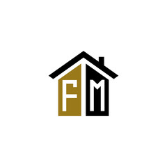 fm initial home logo design vector icon