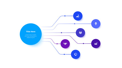 Seven circles for business presentation. Process visualization or flow chart. Vector infographic design template