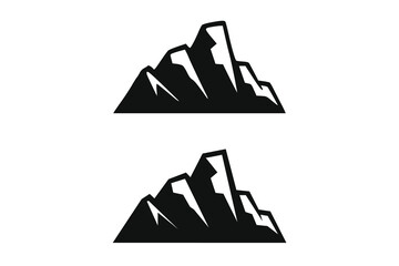 Hand Drawn Mountains Isolated. Vector Illustration Ski Resort Logo. Drawing Camping Element Winter Landscape